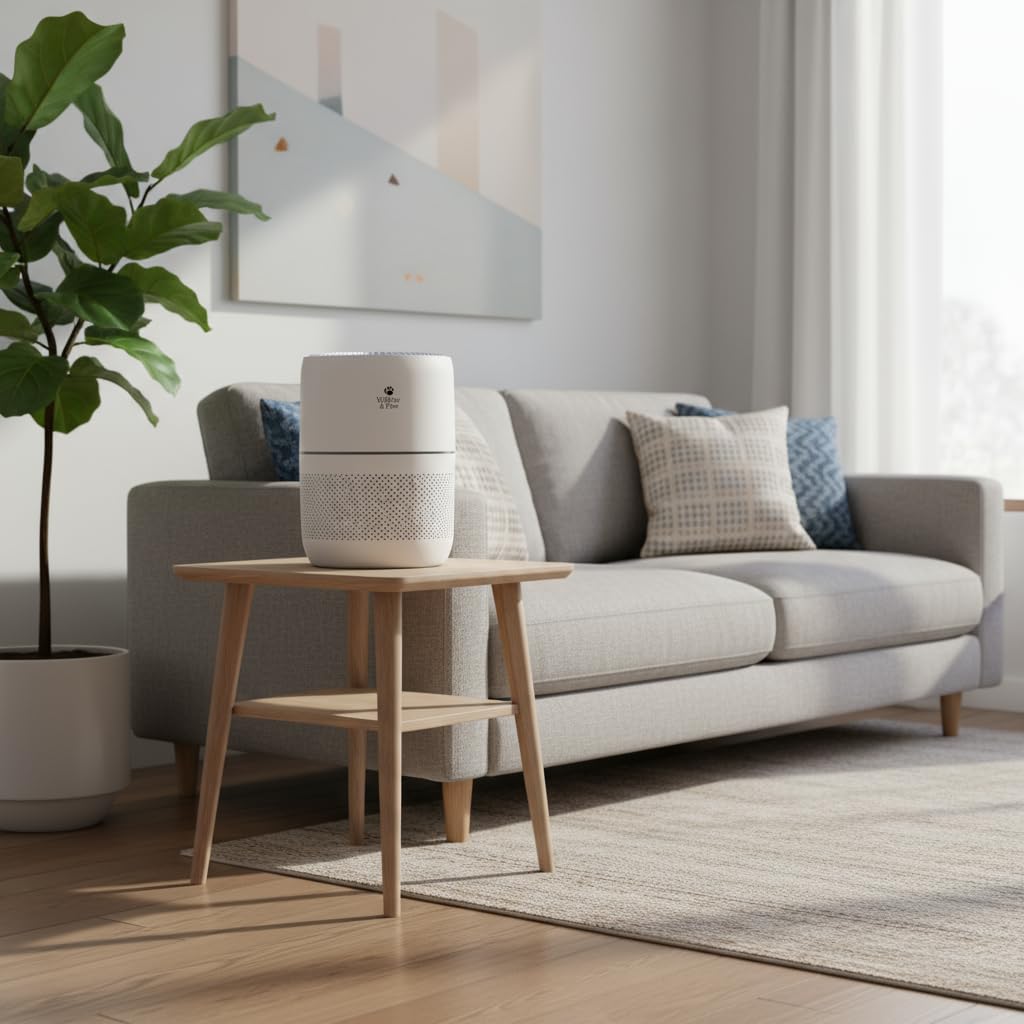 Willow & Paw HEPA Air Purifier for Home - Smart 4-Color Air Quality Sensor, 4 Speed Modes (Auto & Sleep), 8H Timer, and Aromatherapy Diffuser