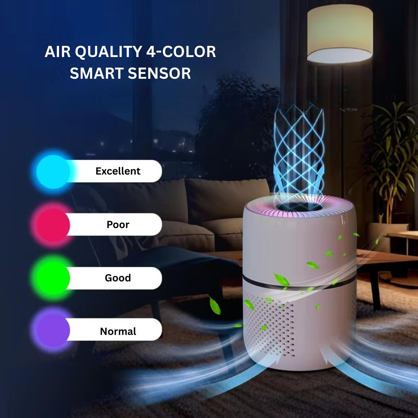 Willow & Paw HEPA Air Purifier for Home - Smart 4-Color Air Quality Sensor, 4 Speed Modes (Auto & Sleep), 8H Timer, and Aromatherapy Diffuser
