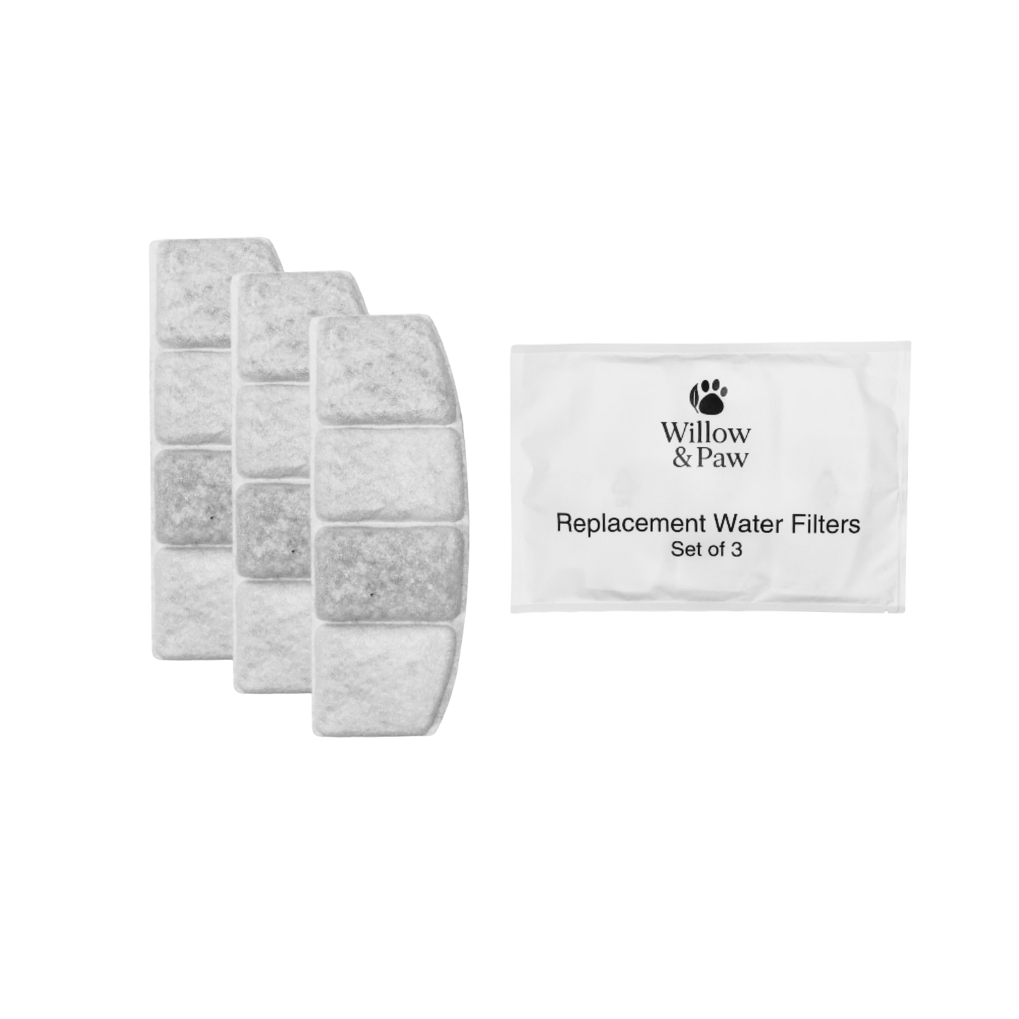 Water Fountain Filters (3-Pack) – Triple Action Replacement Filters for Willow and Paw 2.5L Smart Pet Fountain – Activated Carbon & Ion Exchange Resin for Fresh, Purified Water