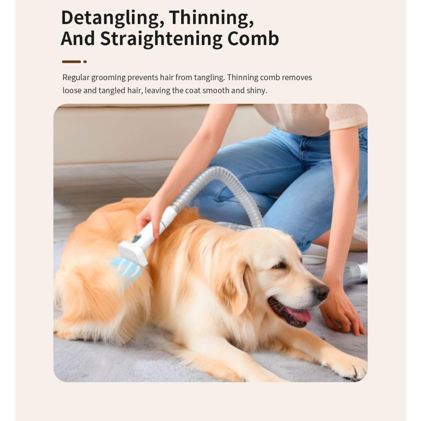 Willow & Paw 6-in-1 Pet Grooming Vacuum Kit, 350W Suction, 3.5L Capacity, Low Noise, with Trimmer, Deshedding Brush, and 6 Combs (3mm-24mm), for Dogs and Cats