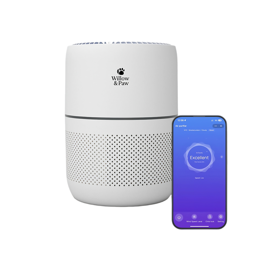 Willow & Paw HEPA Air Purifier for Home - Smart 4-Color Air Quality Sensor, 4 Speed Modes (Auto & Sleep), 8H Timer, and Aromatherapy Diffuser